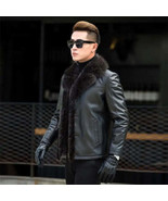 Fur Collar Leather  Jacket - £247.02 GBP