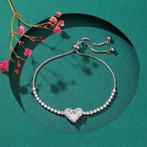 7.00 Ct Heart Cut Simulated Diamond Tennis Bolo Bracelet 14k White Gold Plated - £158.26 GBP