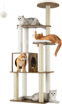 Woodywonders Cat Tree, 65-Inch Modern Cat Tower for Indoor Cats, Multi-Level Cat - £89.05 GBP