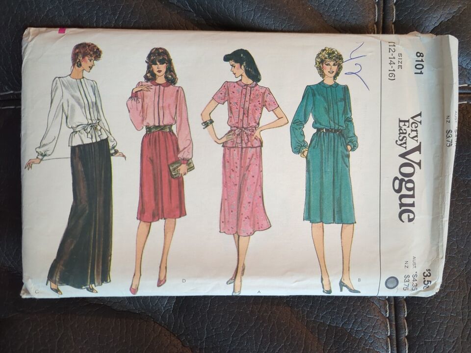 Sewing Pattern Women Top Skirt Pants Tunic Dress Pants Retro Tank T-Shirt Fabric - $11.39