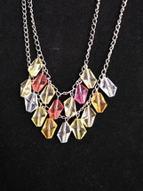 Faceted Bead Necklace Colorful Fashion Necklace 10 inches - £4.65 GBP