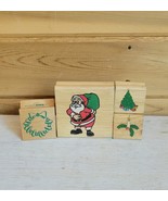 Vintage Christmas Rubber Wood Block Stamps Santa 1997 Lot of 4 - $436.47 MXN