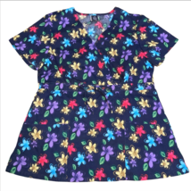 Barco Navy Blue Floral Pink Yellow Flower Scrub Shirt Size Small NWOT **... - $404.07 MXN