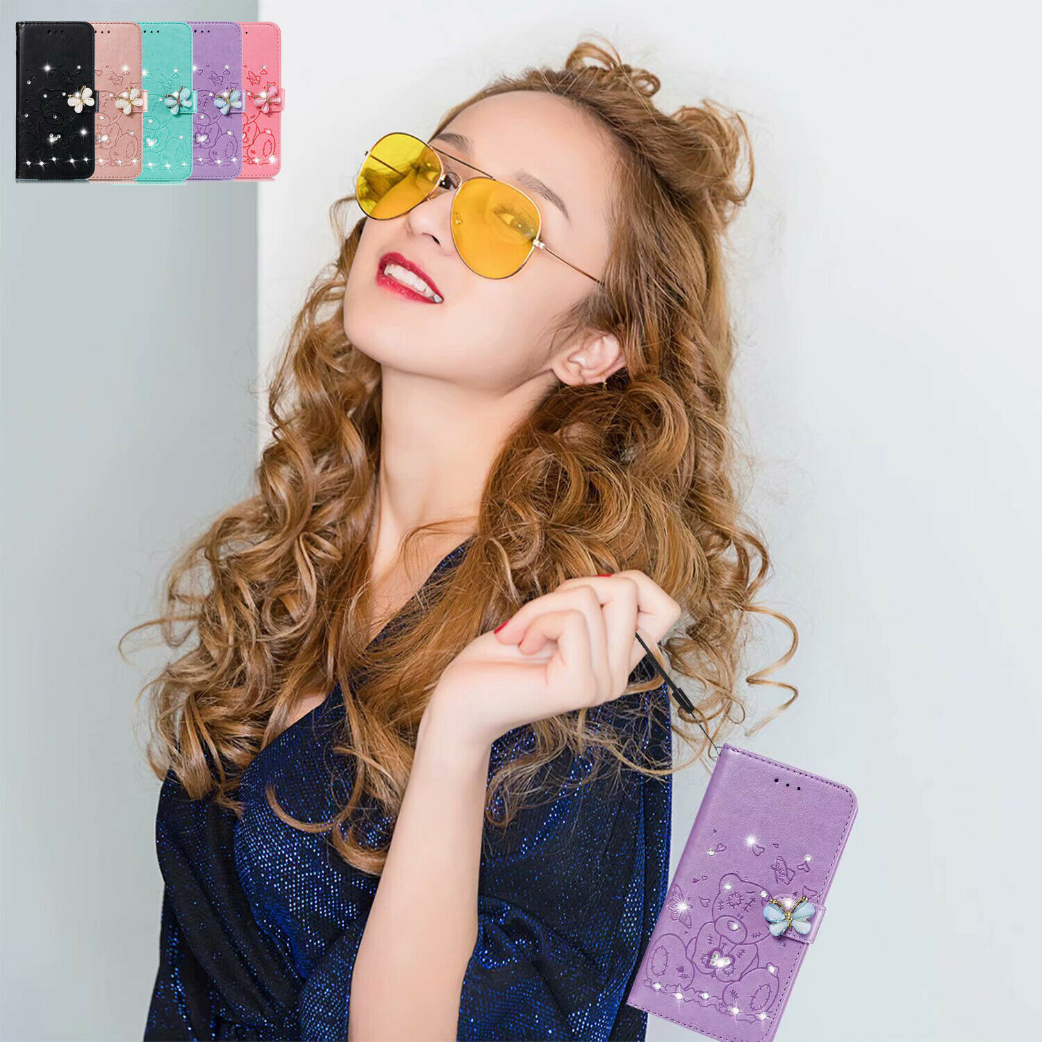 For Samsung A20 A30 A40 A50 A70 A10 M10 Cute Diamond Leather Wallet Case Cover