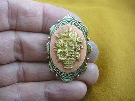 (cs50-33) Flower basket I love flowers CAMEO jewelry brass Pin Brooch Pendant - £22.79 GBP