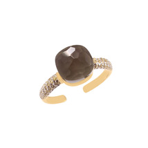 Pomellato Ring Smoky Quartz With Tiny Citrine Gemstone 925 Sterling Silver Ring - $99.00