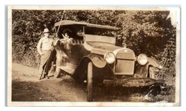 Old Photograph Man &amp; Woman Fishing Trip Antique Automobile - £19.45 GBP