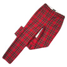 NWT J.Crew High Rise Cameron in Red Black Stewart Tartan Stretch Wool Pants 8 - £68.08 GBP