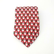 FN Mens Holiday Tie Snowman and Christmas Trees Business Casual Winter Red White - £11.95 GBP