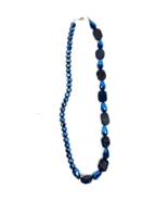 Vintage Necklace Aurora Borealis AB 925 Sterling Silver Blue Crystal Bea... - $70.00