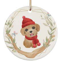 Cute Baby Poodle Dog Flower Wreath Ornament Christmas Gift Decor For Puppy Lover - £11.83 GBP