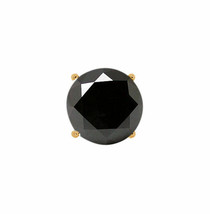 0.22CT Round Genuine AAA Black Diamond 18K Yellow Gold Men&#39;s Single Stud Earring - £53.62 GBP