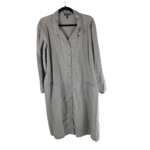 Eileen Fisher Shirt Dress Linen Blend Button Front Long Sleeve Pockets Gray XL - £34.60 GBP