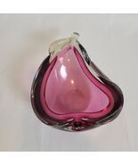 VTG MCM Murano Sumerso Red &amp; Gold Leaf Pear Glass Ashtray Bowl Cigar Art... - €60,98 EUR