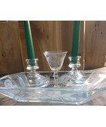 Vintage Misc Glass Lot 4 Pieces Candle Holders Etched Sherry  Glass Etch... - $14.03