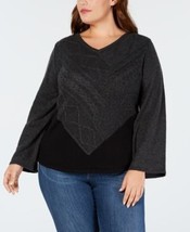 Style &amp; Co. Womens Plus Colorblock V-Neck Sweater - $450.50 MXN