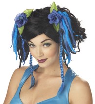 Mixed Blue Fairy Add On Pigtail Wig Hair Extensions Mother Nature Dark P... - $225.23 MXN