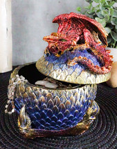 Ebros Red Wyrmling Dragon On Dragon Claw Scaly Colorful Decorative Box Figurine - £19.97 GBP
