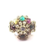 18k Yellow Gold Vintage Women&#39;s Cocktail Ring With Multi Color Stones &amp; ... - $18,770.95 MXN