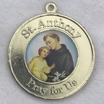 St. Anthony With Baby Jesus Catholic Pendant Charm Vintage Christian Portrait - £12.16 GBP