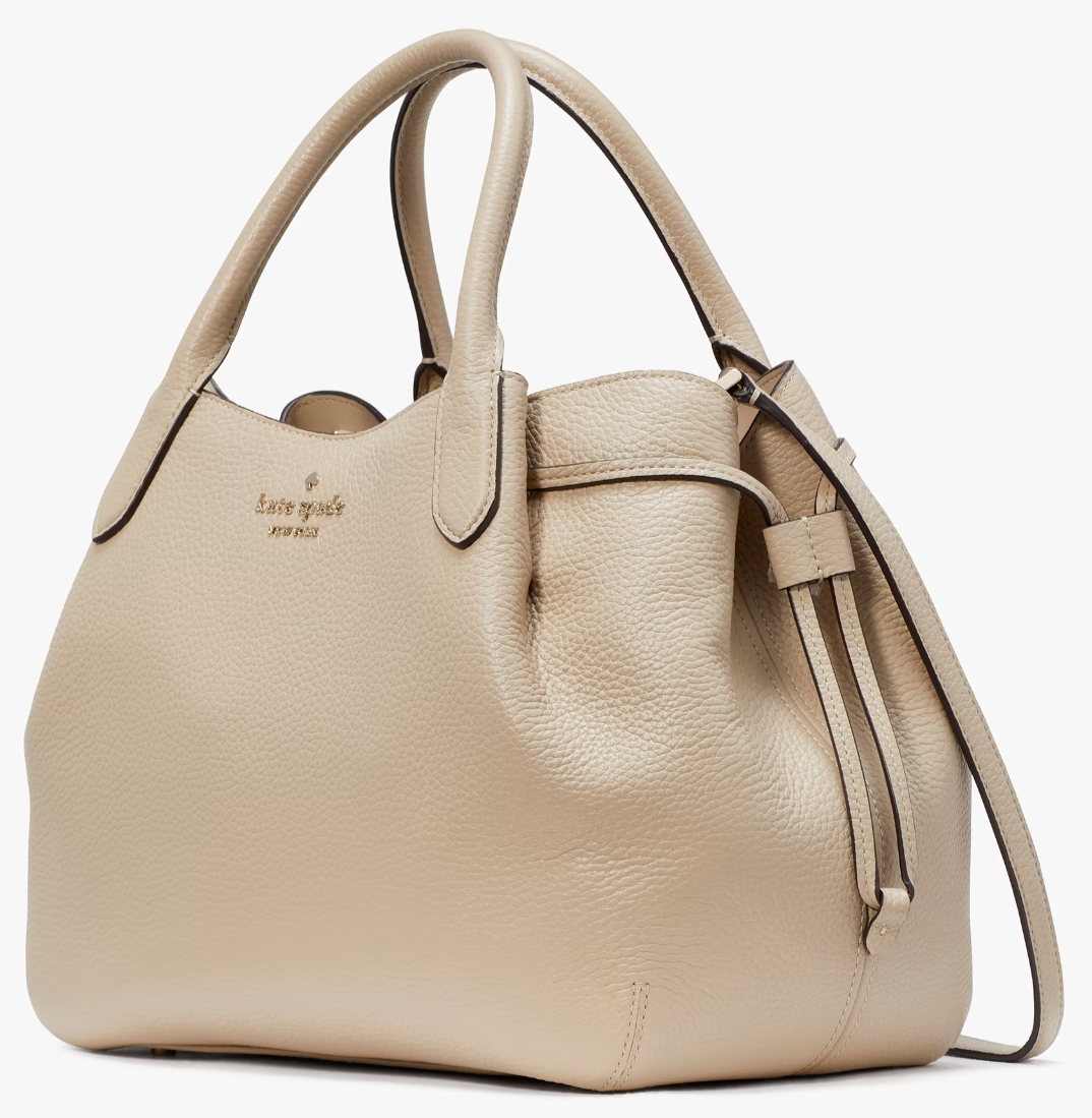 Kate Spade Dumpling Beige Leather Large Satchel Bag K8134 NWT Purse $459 MSRP FS