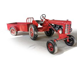 Zaer Ltd. 12.5 FT. Long Large Red Metal Tractor with Cart The Chesney - £3,641.38 GBP