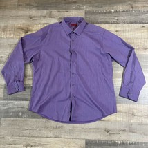 Alfani Fitted Stretch Fabric Mens Dress Shirt Purple XL Long Sleeve Butt... - $18.88