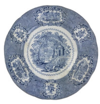Antique 1890s Blue Staffordshire Oriental Transferware Plate WF Ridgways... - £26.16 GBP