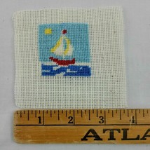 Sailboat Needlepoint Finished Mini Ornament 18 Ct Petit Point Nautical B... - $21.95