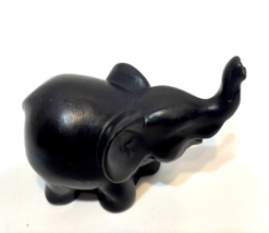 Vintage Miniature 1.5 inch Baby Elephant Figurine Brown Trunk Up - $12.60