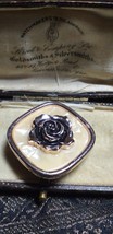 Vintage Square Rose Gold Western Germany Faux Mother Of Pearl Rose Scarf Clip - $21.78