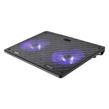 USB Powered Laptop Cooling Pad with Dual Fan, Dual USB Port and Blue LED Lights - £31.74 GBP