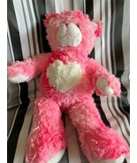 Build a Bear Plush Pink Bear Toy 18" Stuffed Animal Soft Magnetic Paws Heart - $23.08