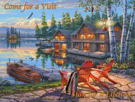Come for A Visit Lake Art by Darrell Bush Metal Sign - £28.40 GBP