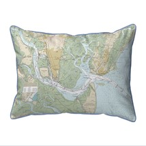 Betsy Drake St Simons Sound, GA Nautical Map Small Corded Indoor Outdoor Pillow - £38.93 GBP