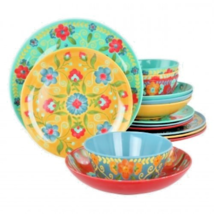 Laurie Gates California Designs Elena Amour 16 Piece Floral Melamine Din... - $52.42