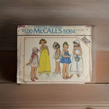 McCall&#39;s 5064 Sewing Pattern VTG 70s Sun Dress Jumper Maxi Ties Hat Chil... - $12.99