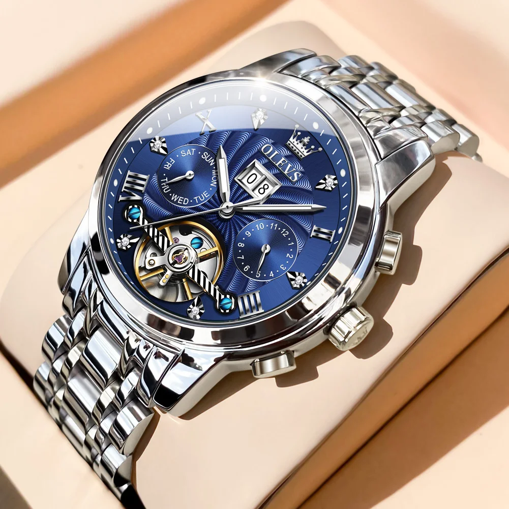 En automatic watch waterproof stainless steel mechanical watches gift box luminous male thumb200