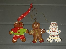 Gingerbread Man Christmas Tree Ornament Ceramic Resin LOT OF 3 - $18.00
