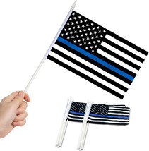 Thin Blue Line USA Flag 12 Pack - Hand Held Honoring Law Enforcement Officers - $7.87