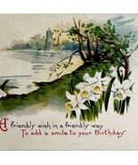 Happy Birthday Greeting Postcard 1900-1915 Flower Pond Path PCBG3D - $370.00 MXN