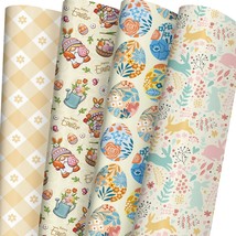 Easter Wrapping Paper Bundle for Kids Adults Holiday Gift Wrap with Gnome Eggs B - £15.71 GBP