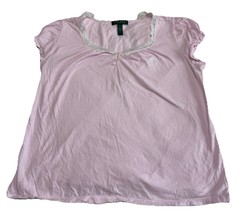 Lauren Ralph Lauren Top Blouse Lightweight Women’s Pink Striped Lace Medium - $13.85