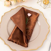 10 Cinnamon Brown Silky Satin 20X20&quot;&quot; Wedding Napkins Party Table Linens... - $12.98