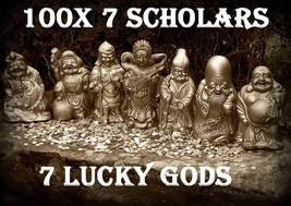 100X 7 Scholars 7 Lucky Gods Extreme Good Fortune Higher Magick Ring Pendant - £80.24 GBP