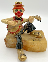 1980&#39;s Ron Lee Clown Playing Banjo Figurine Onyx Base U259 - $79.99