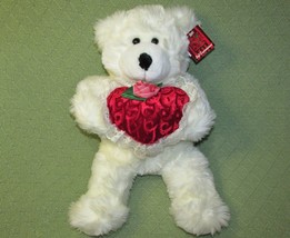 18&quot; Soft Expressions Valentine Teddy With Hang Tag Red Heart Rose Plush Stuffed - £12.69 GBP