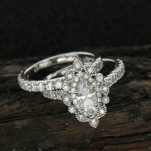 14K White Gold Plated Marquise Cut Simulated Diamond Engagement Ring Bridal Set - $133.69