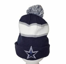Dallas Cowboys NFL Football New Era Beanie - Stripe Cuff Knit Hat Pom Cap - £15.69 GBP