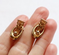 Vintage Mid Century ALICE Earrings Clip On Gold Tone Screw Back 1960s - $17.82